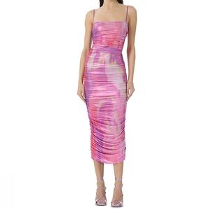AFRM Pink Ruched Strapless Bodycon Dress